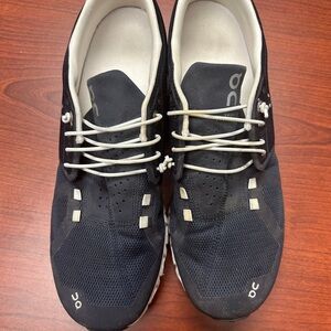 On Running Blue and White Athletic Shoes with Breathable Fabric